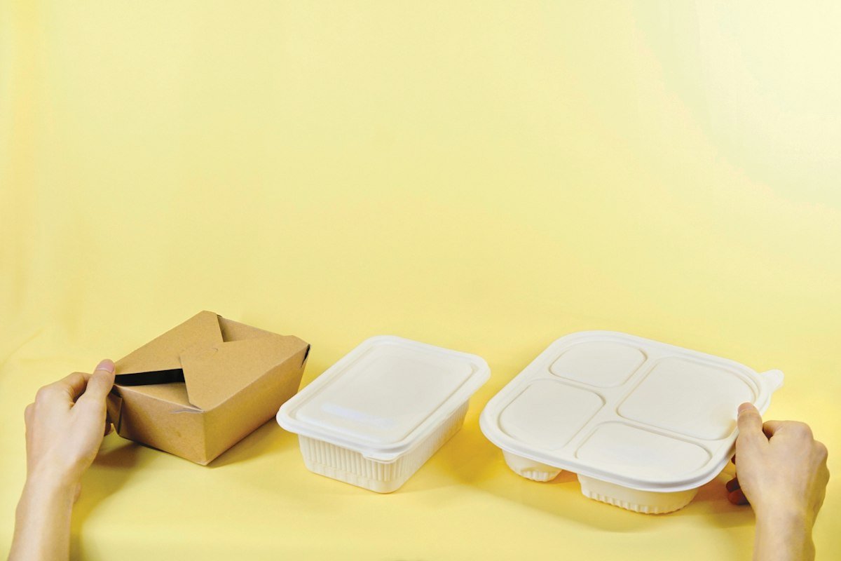 Takeaway containers packed and ready for delivery customers