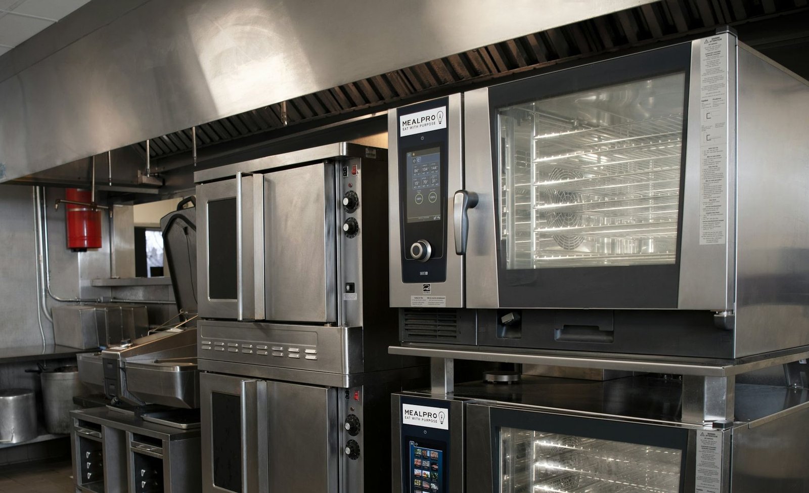 Combi ovens and stainless equipment in a commercial kitchen